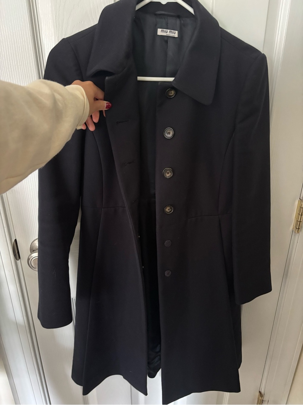 Miu Miu Black Tailored Cotton A-line Coat IT 38/ US 2 Made in Italy